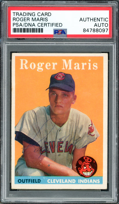 Roger Maris Autographed 1958 Topps Rookie Card #47 New York Yankees PSA/DNA #84788097