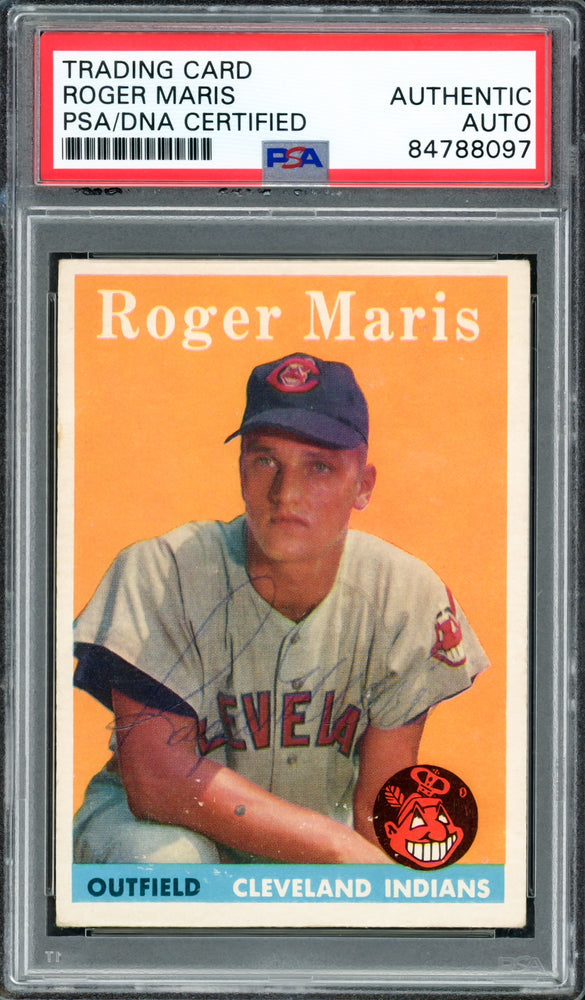 Roger Maris Autographed 1958 Topps Rookie Card #47 New York Yankees PSA/DNA #84788097