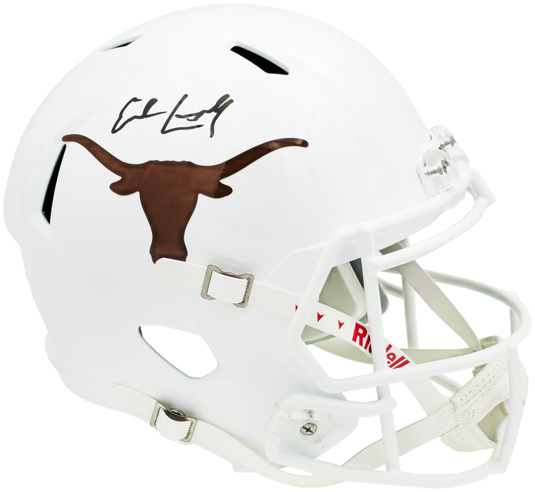 Earl Campbell Autographed Texas Longhorns White Full Size Replica Speed 2021 Helmet Beckett BAS Witness