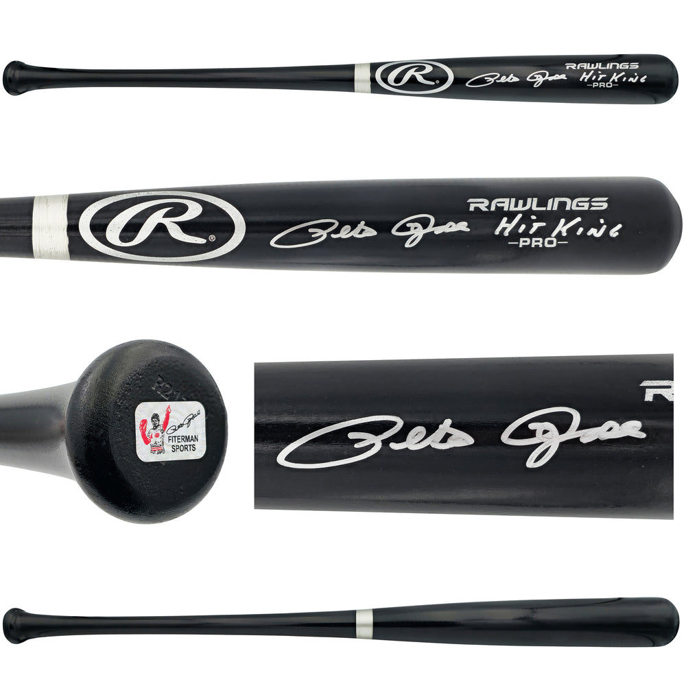 Pete Rose Autographed Black Rawlings Pro Baseball Bat Cincinnati Reds "Hit King" PR Holo