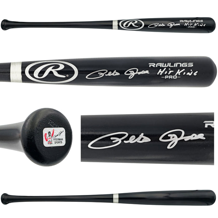 Pete Rose Autographed Black Rawlings Pro Baseball Bat Cincinnati Reds "Hit King" PR Holo