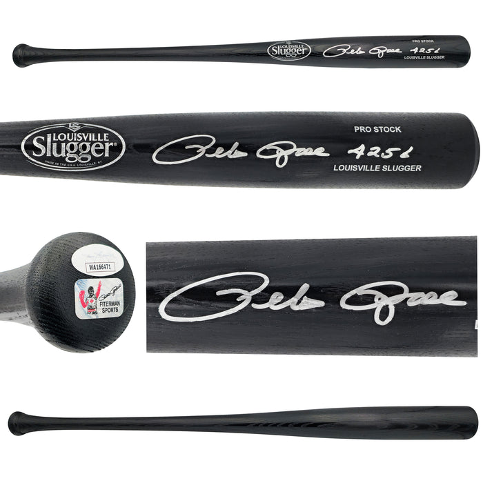 Pete Rose Autographed Black Louisville Slugger Pro Stock Baseball Bat Cincinnati Reds "4256" JSA