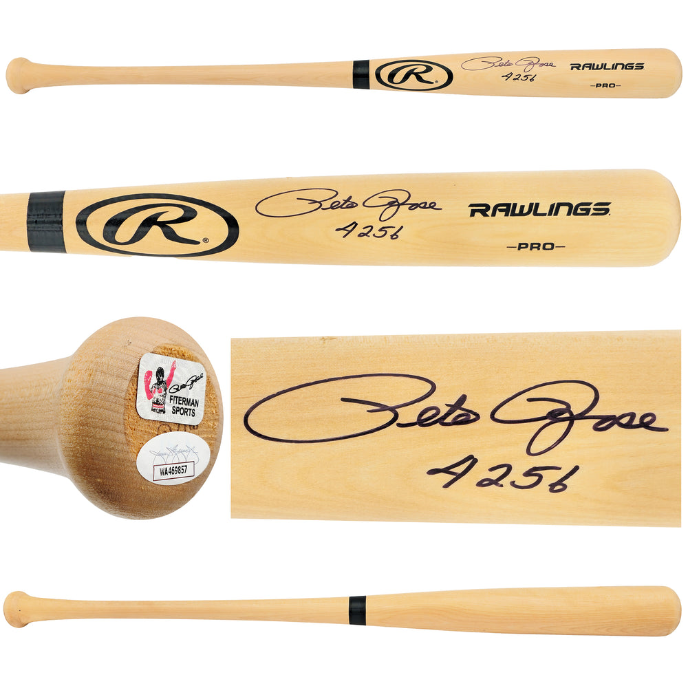 Pete Rose Autographed Blonde Rawlings Pro Baseball Bat Cincinnati Reds "4256" JSA