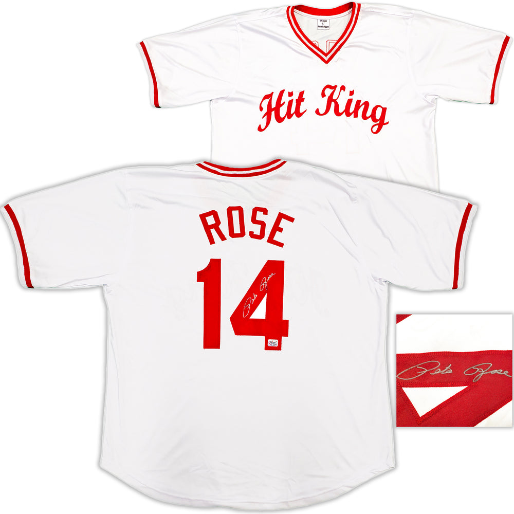 Cincinnati Reds Pete Rose Autographed White & Red Baseball Jersey PR Holo