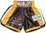 Floyd Mayweather Jr Autographed Black & Gold Boxing Trunks JSA