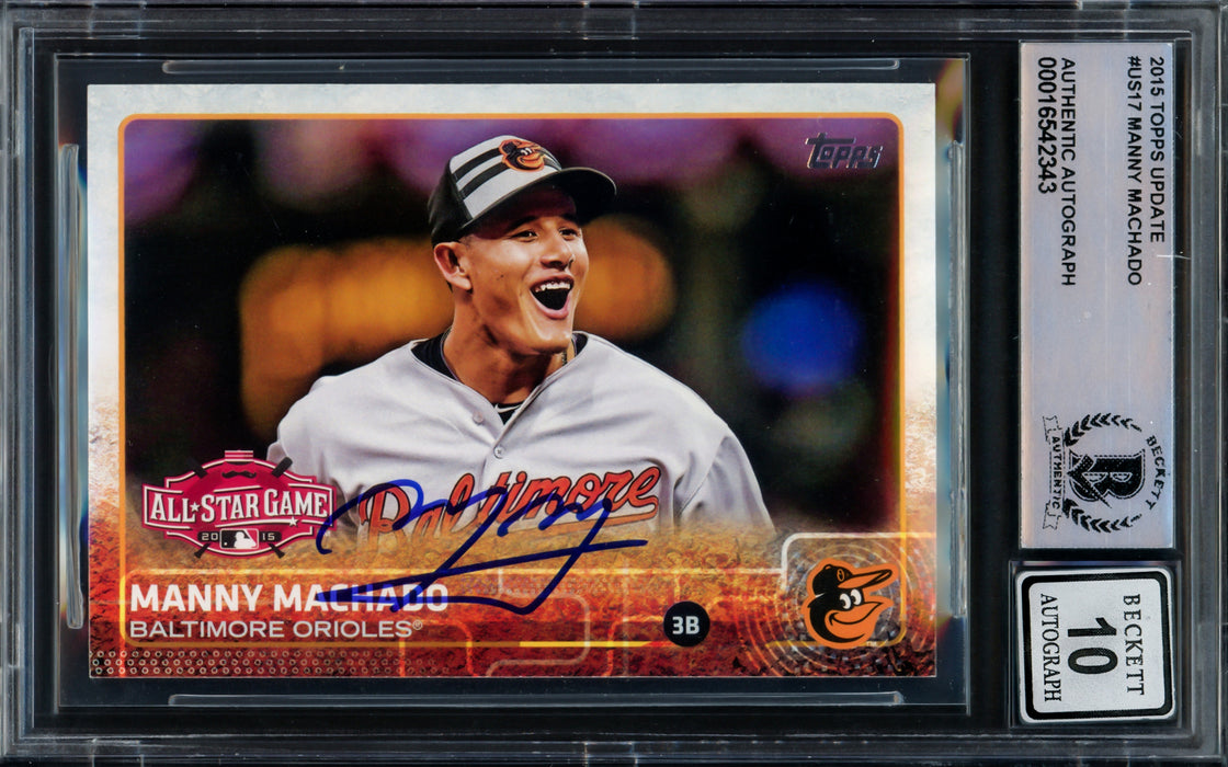 Manny Machado Autographed 2015 Topps Update Card #US17 Baltimore Orioles Auto Grade Gem Mint 10 Beckett BAS