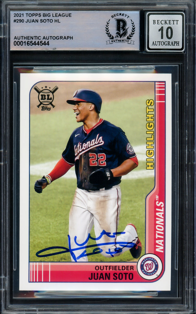Juan Soto Autographed 2021 Topps Big League Card #290 New York Yankees Auto Grade Gem Mint 10 Beckett BAS