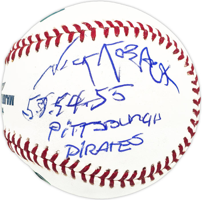 Nick Koback Autographed Official MLB Baseball Pittsburgh Pirates "53-54-55 Pirates" Beckett BAS QR #BM25998