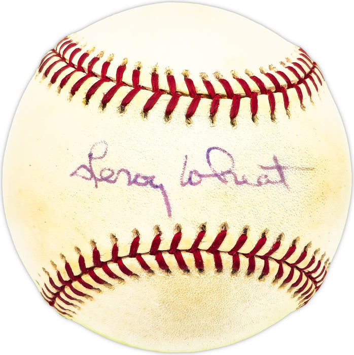 Leroy Wheat Autographed Official AL Baseball Philadelphia Oakland A's, Cleveland Indians