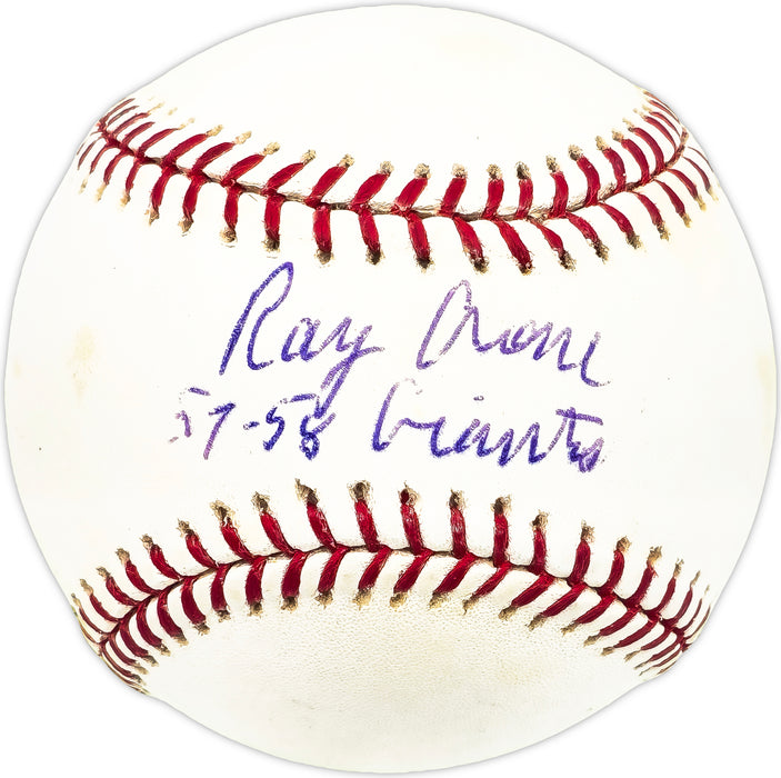 Ray Crone Autographed Official MLB Baseball San Francisco Giants "57-58 Giants"