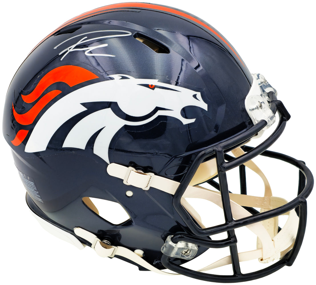 Russell Wilson Autographed Denver Broncos Blue Full Size Authentic Speed Helmet Fanatics Holo