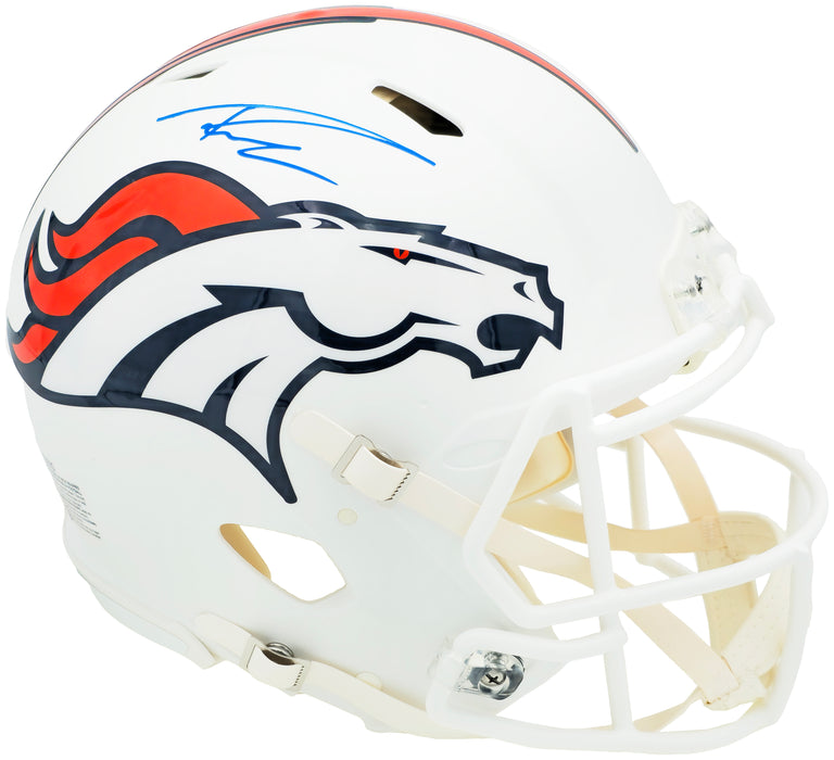 Russell Wilson Autographed Denver Broncos Flat Matte White Full Size Authentic Speed Helmet Fanatics Holo
