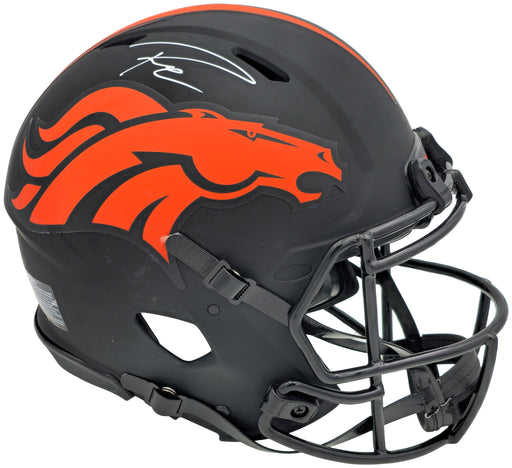 Russell Wilson Autographed Denver Broncos Eclipse Black Full Size Authentic Speed Helmet Fanatics Holo