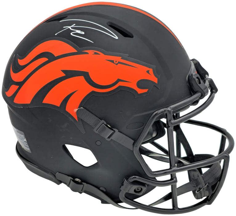 Russell Wilson Autographed Denver Broncos Eclipse Black Full Size Authentic Speed Helmet Fanatics Holo