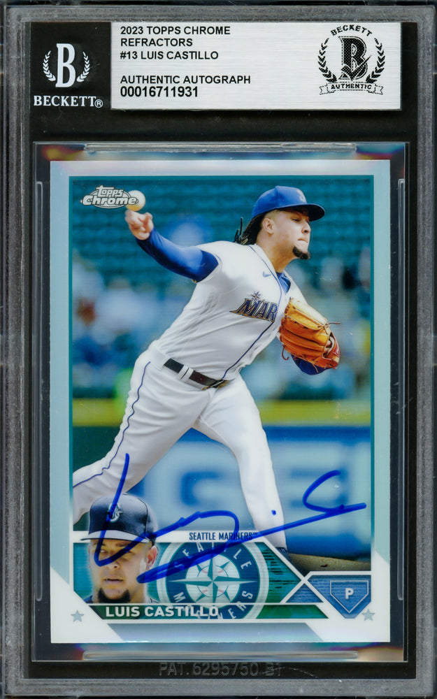 Luis Castillo Autographed 2023 Topps Chrome Refractor Card #13 Seattle Mariners Beckett BAS