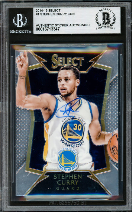 Stephen Curry Autographed 2014-15 Select Card #1 Golden State Warriors Beckett BAS
