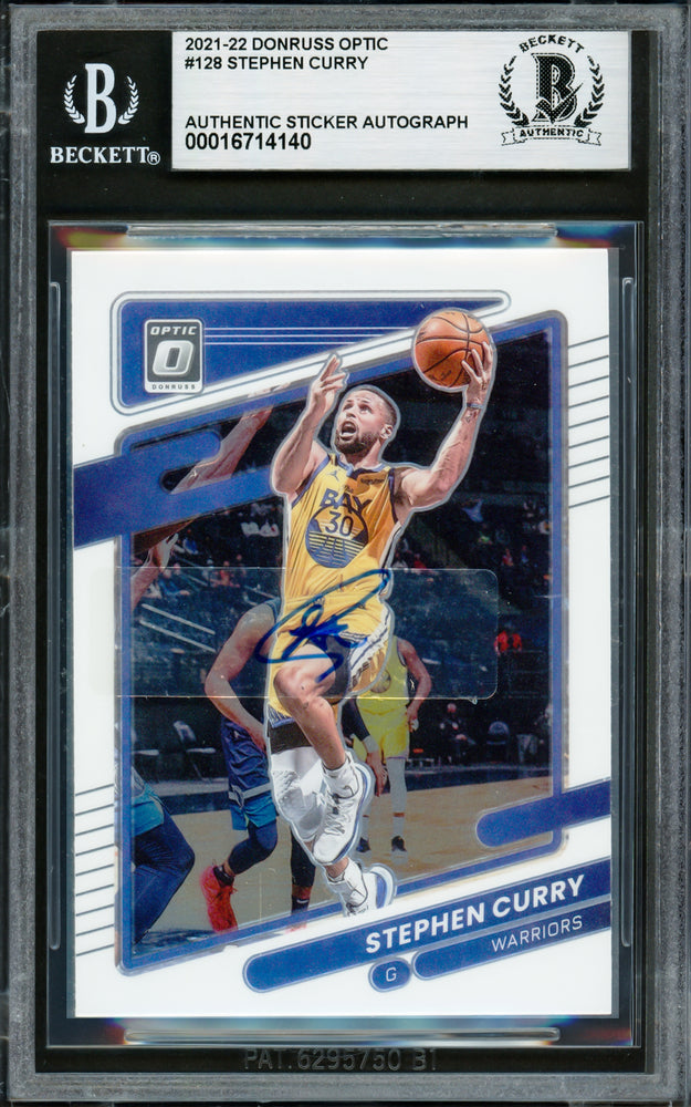 Stephen Curry Autographed 2021-22 Donruss Optic Card #128 Golden State Warriors Beckett BAS