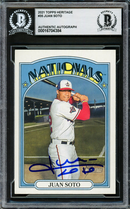 Juan Soto Autographed 2021 Topps Heritage Card #35 New York Yankees Beckett BAS