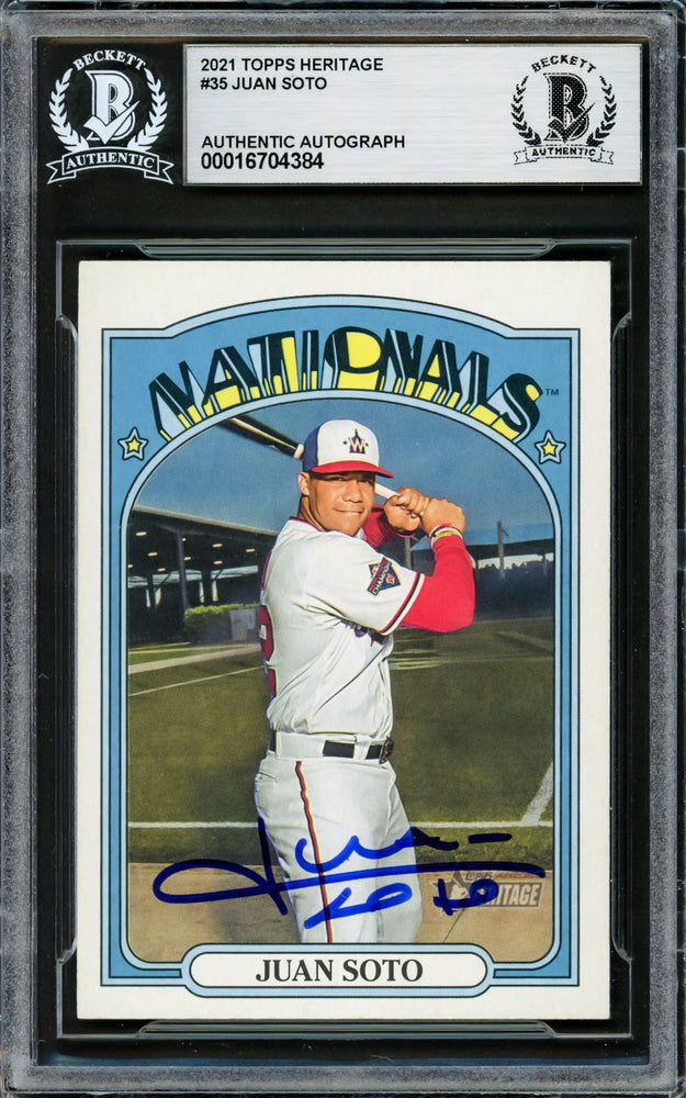 Juan Soto Autographed 2021 Topps Heritage Card #35 New York Yankees Beckett BAS