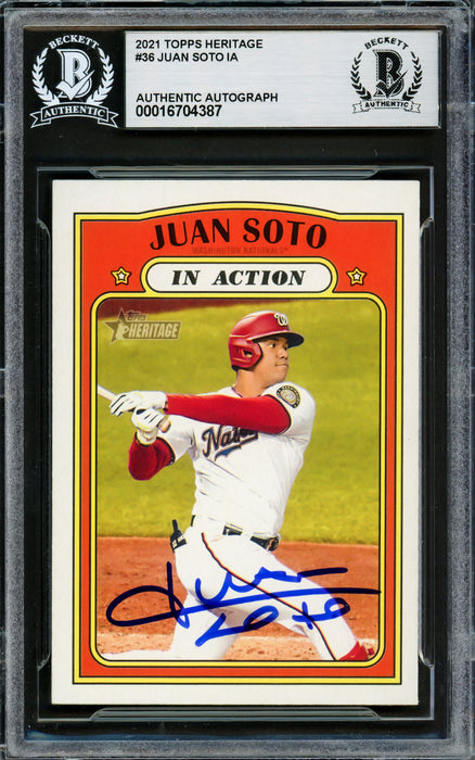 Juan Soto Autographed 2021 Topps Heritage Card #36 New York Yankees Beckett BAS