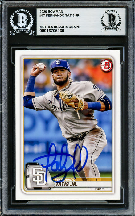 Fernando Tatis Jr. Autographed 2020 Bowman Card #47 San Diego Padres Beckett BAS