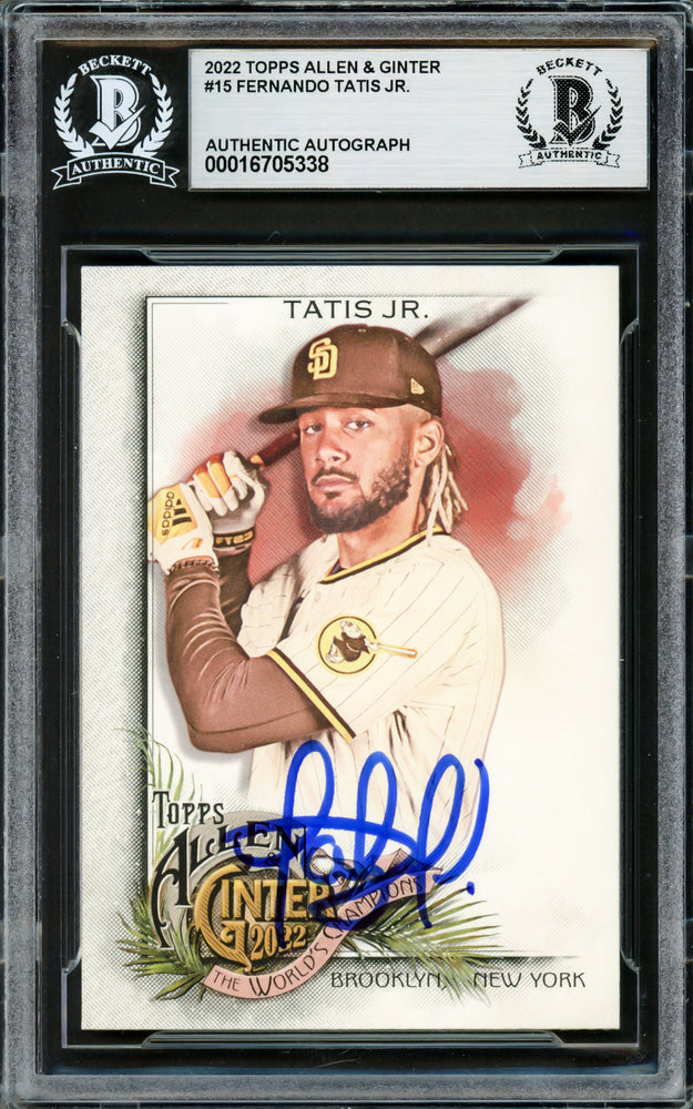 Fernando Tatis Jr. Autographed 2022 Topps Allen & Ginter Card #15 San Diego Padres Beckett BAS