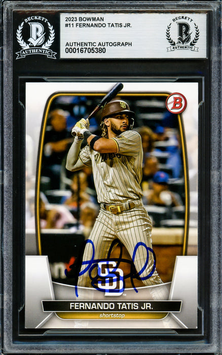 Fernando Tatis Jr. Autographed 2023 Bowman Card #11 San Diego Padres Beckett BAS