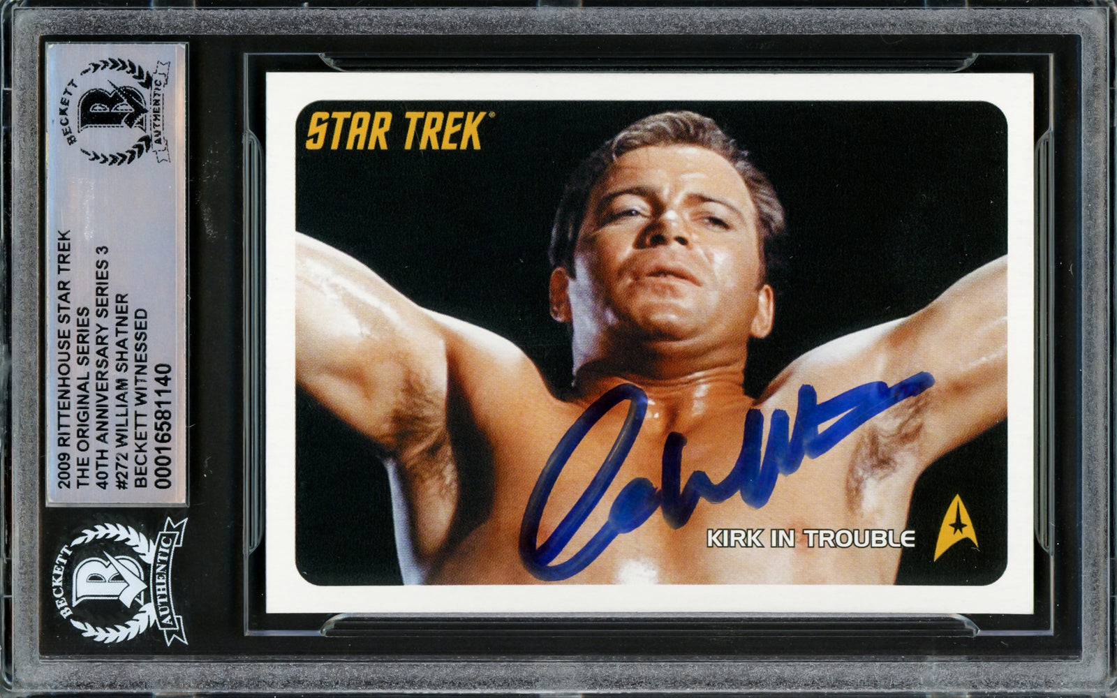 William Shatner Autographed 2009 Rittenhouse Star Trek 40th Anniversary Card #272 The Original Series Captain Kirk Beckett BAS
