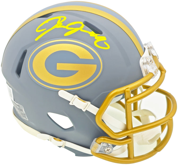 Josh Jacobs Autographed Green Bay Packers Slate Gray Speed Mini Helmet Beckett BAS Witness