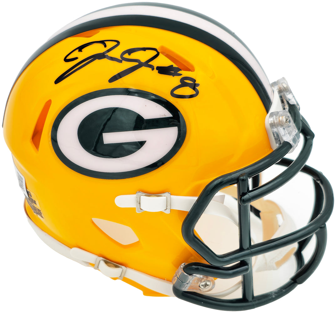 Josh Jacobs Autographed Green Bay Packers Yellow Speed Mini Helmet Beckett BAS Witness