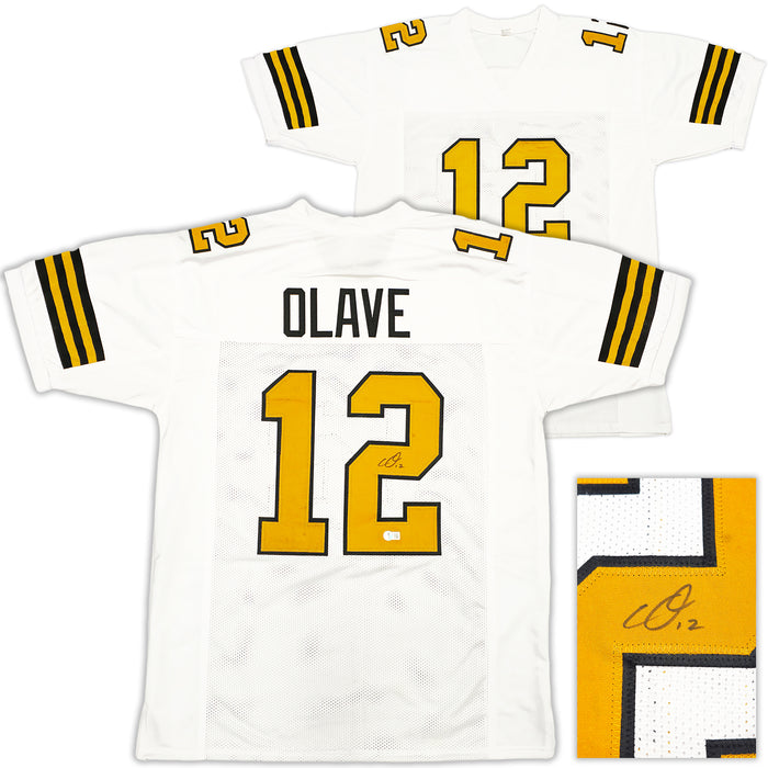 New Orleans Saints Chris Olave Autographed White Color Rush Jersey Beckett BAS Witness