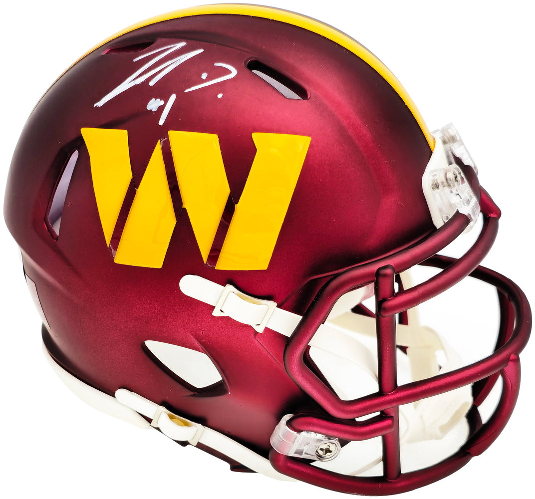 Jahan Dotson Autographed Washington Commanders Maroon Speed Mini Helmet Beckett BAS Witness