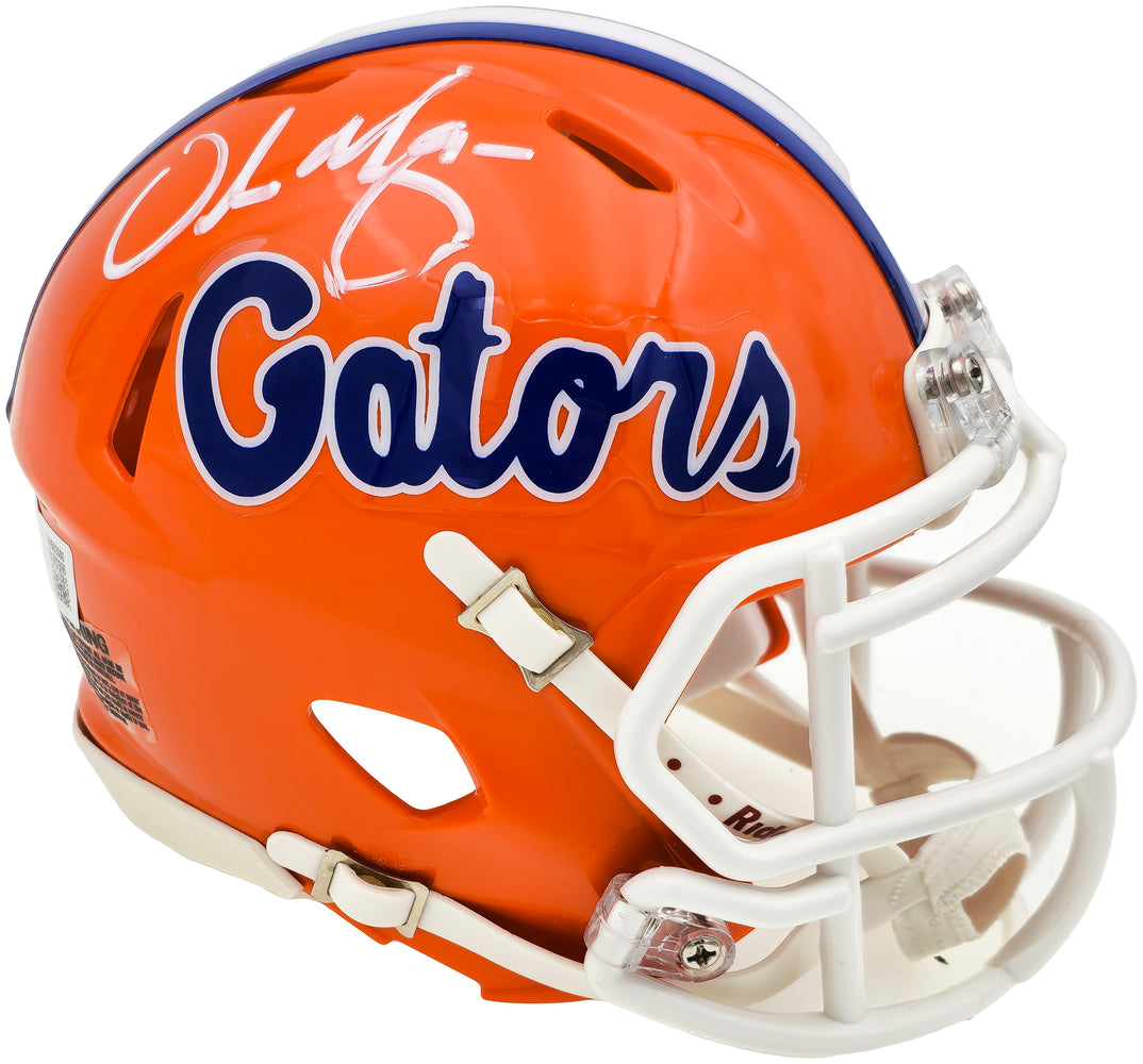 Urban Meyer Autographed Florida Gators Orange Speed Mini Helmet Beckett BAS Witness