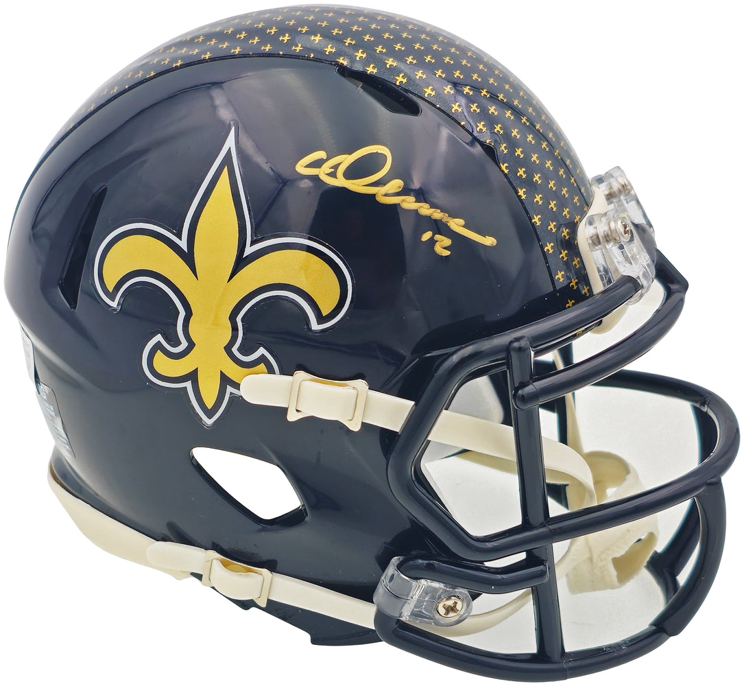 Chris Olave Autographed New Orleans Saints Black 2022 Alternate Speed Mini Helmet Beckett BAS Witness