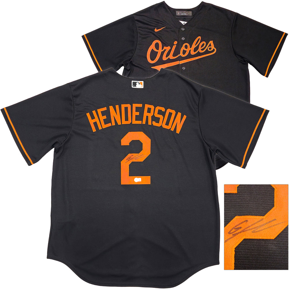 Baltimore Orioles Gunnar Henderson Autographed Black Nike Jersey Size XL Beckett BAS Witness