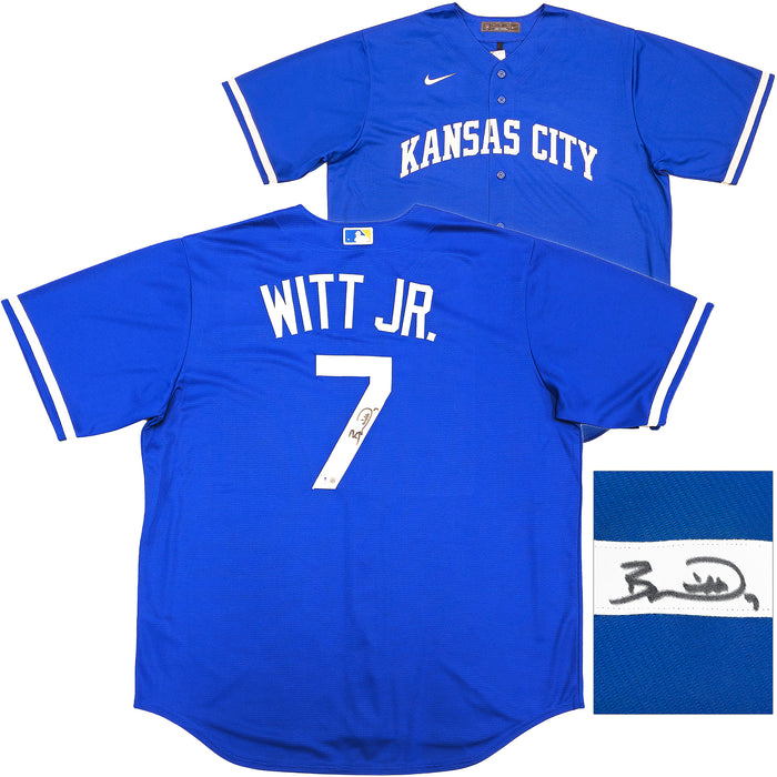 Kansas City Royals Bobby Witt Jr. Autographed Blue Nike Jersey Size XL Beckett BAS Witness