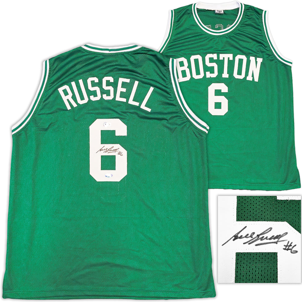 Boston Celtics Bill Russell Autographed Green Jersey Beckett BAS