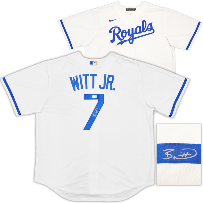 Kansas City Royals Bobby Witt Jr. Autographed White Nike Jersey Size XL Beckett BAS Witness
