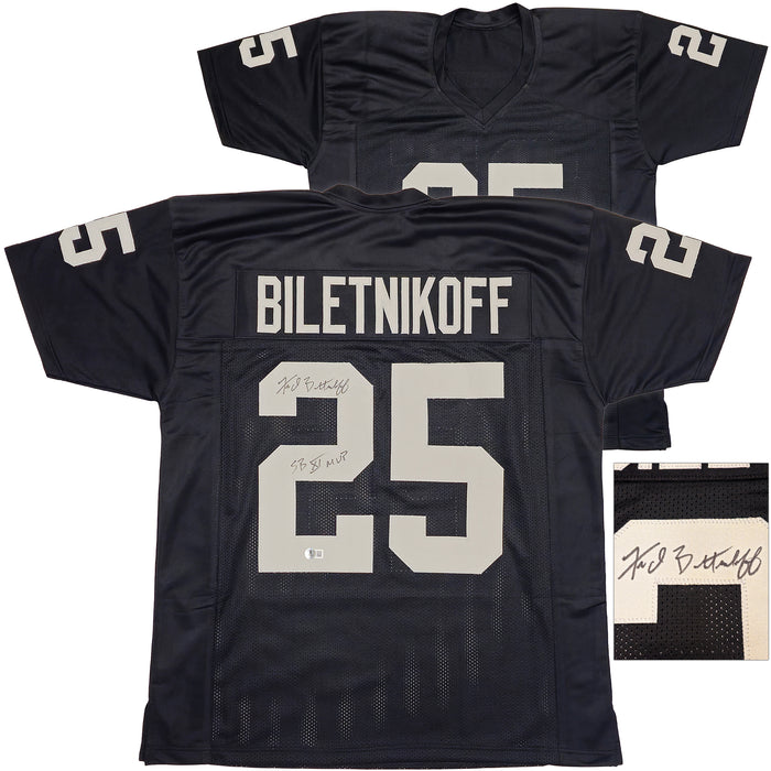 Oakland Raiders Fred Biletnikoff Autographed Black Jersey "SB XI MVP" Beckett BAS Witness