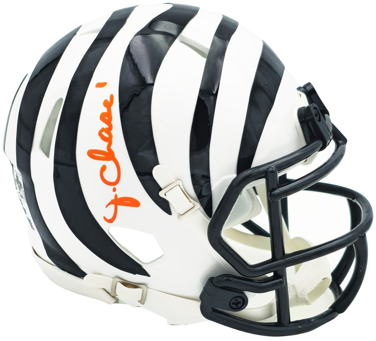 Ja'Marr Chase Autographed Cincinnati Bengals White 2022 Alternate Speed Mini Helmet Beckett BAS Witness