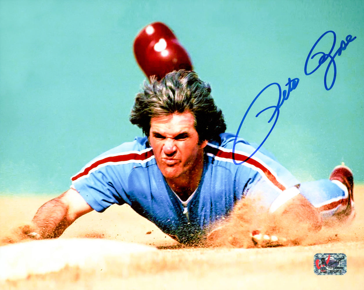 Pete Rose Autographed 8x10 Photo Philadelphia Phillies Headfirst Dive PR Holo
