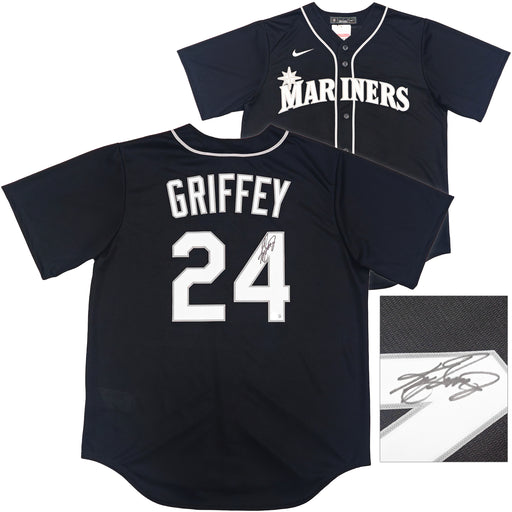 Seattle Mariners Ken Griffey Jr. Autographed Black Nike Jersey Size L Beckett BAS Witness