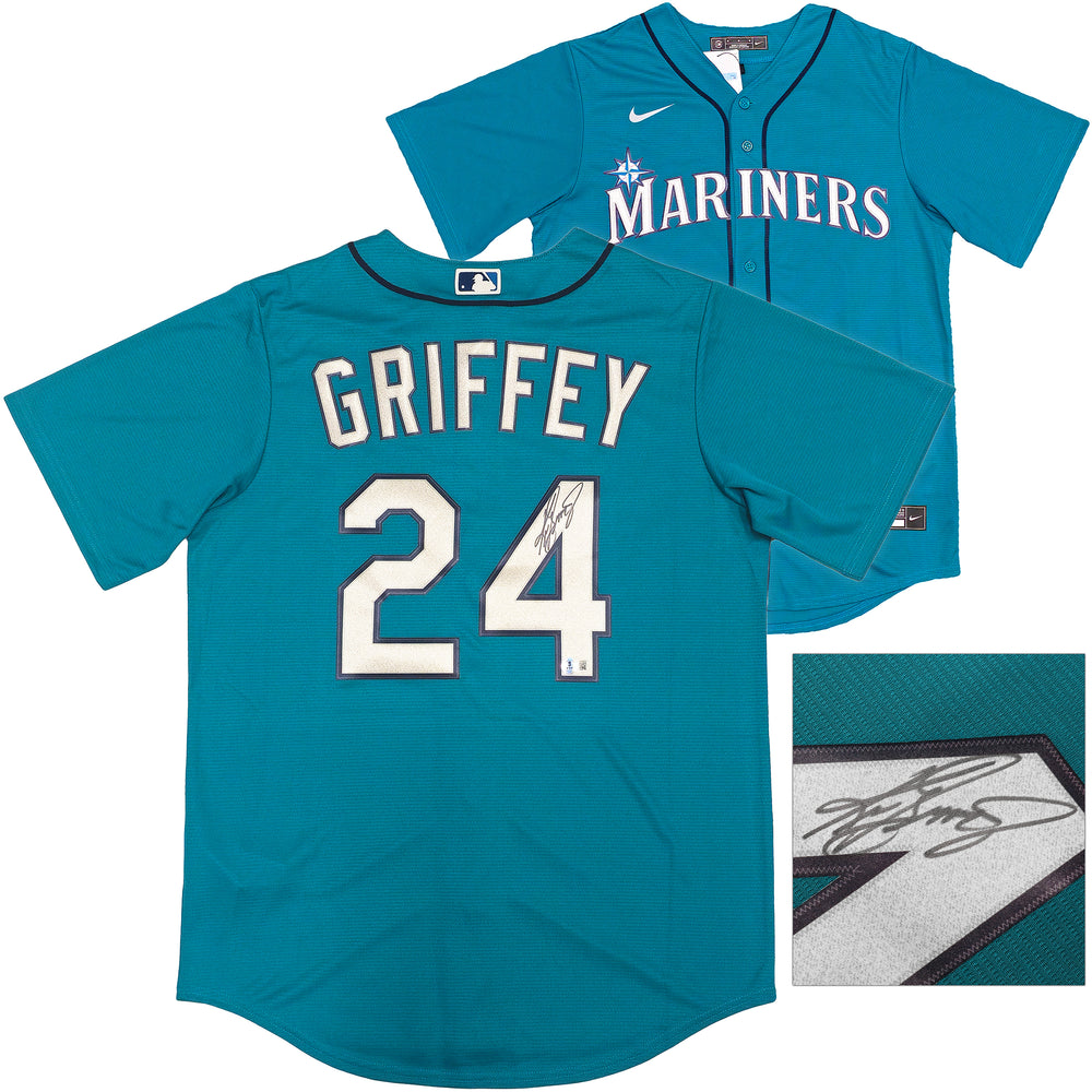 Seattle Mariners Ken Griffey Jr. Autographed Teal Nike Jersey Size M Beckett BAS Witness