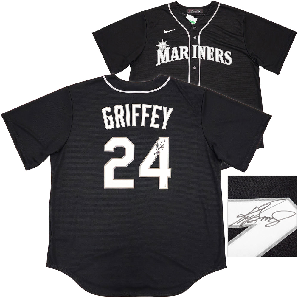 Seattle Mariners Ken Griffey Jr. Autographed Black Nike Jersey Size XL Beckett BAS Witness