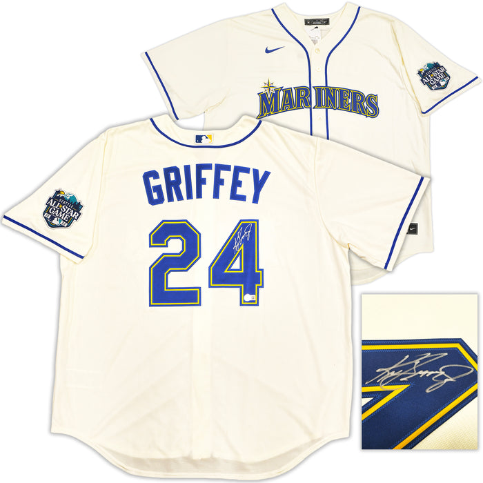 Seattle Mariners Ken Griffey Jr. Autographed Cream Nike 2023 All Star Game Patch Jersey Size XXL Beckett BAS Witness