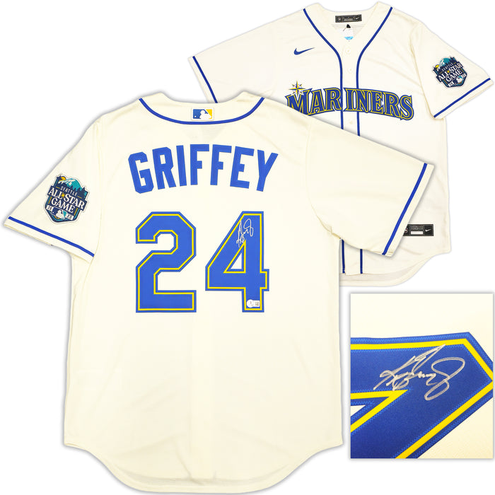 Seattle Mariners Ken Griffey Jr. Autographed Cream Nike 2023 All Star Game Patch Jersey Size M Beckett BAS Witness