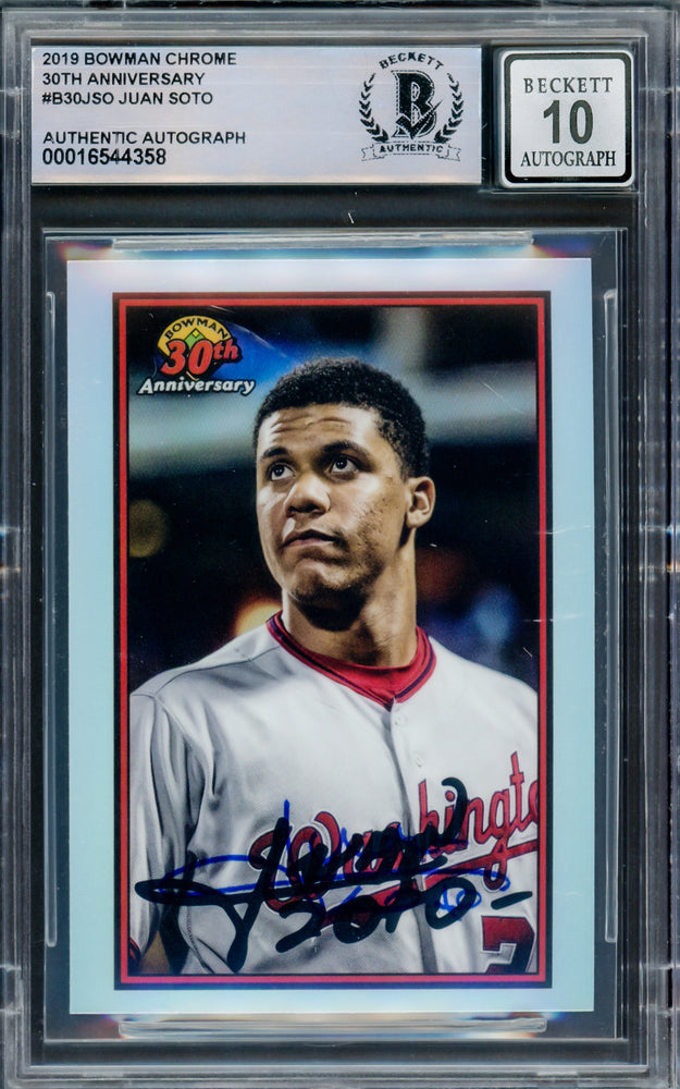 Juan Soto Autographed 2019 Bowman Chrome 30th Anniversary Card #B30-JSO New York Yankees Auto Grade Gem Mint 10 Beckett BAS #16544358