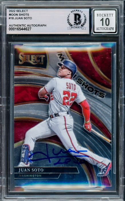 Juan Soto Autographed 2022 Select Moon Shots Card #MS18 New York Yankees Auto Grade Gem Mint 10 Beckett BAS #16544627