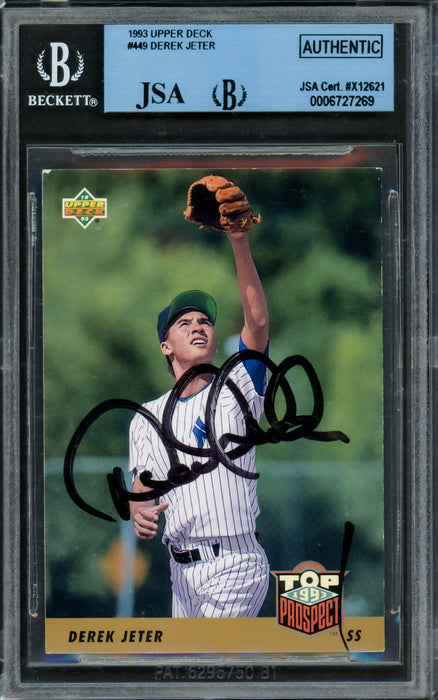Derek Jeter Autographed 1993 Upper Deck Rookie Card #449 New York Yankees JSA #X12621