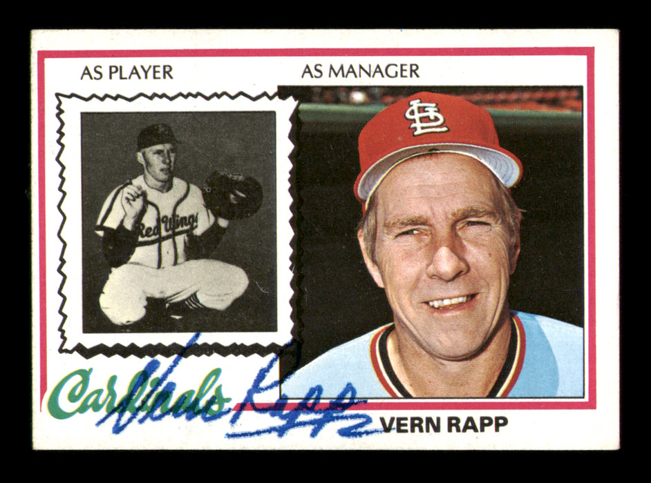 Vern Rapp Autographed 1978 Topps Card #324 St. Louis Cardinals